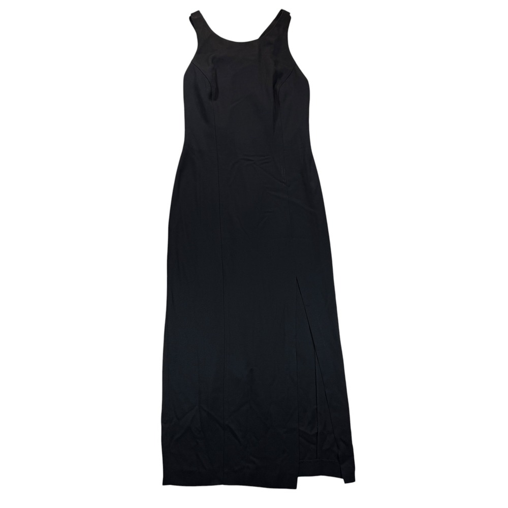 Vintage Late Edition Ltd Black Maxi Dress Criss Cross Back Union Made USA Size 4